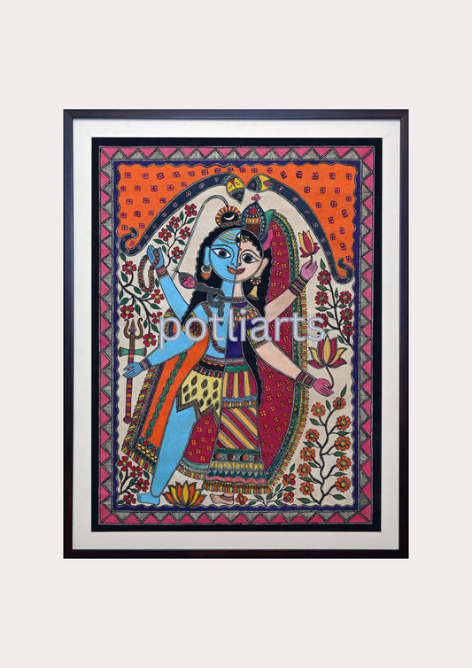 Mithila | Madhubani Art, Ardha Nareshwar - 25.7" / 33.5"