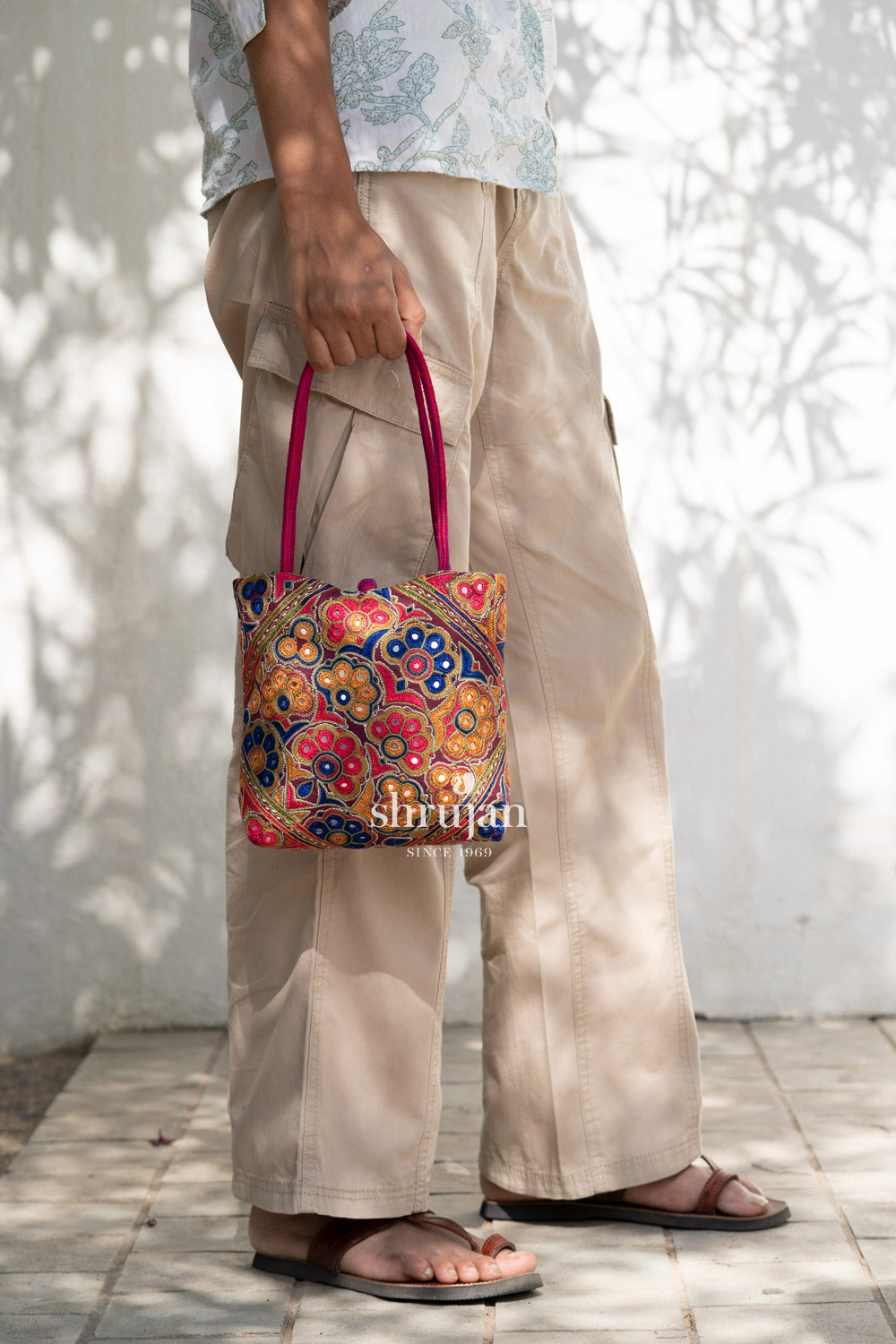 Silk Ahir Hand Embroidery Evening Bag