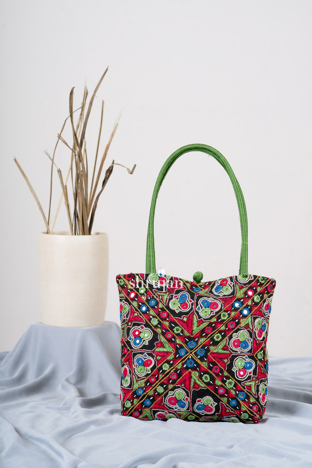 Silk Ahir Hand Embroidery Evening Bag