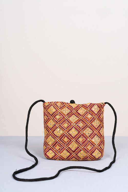 Hand embroidered Handbag - silk