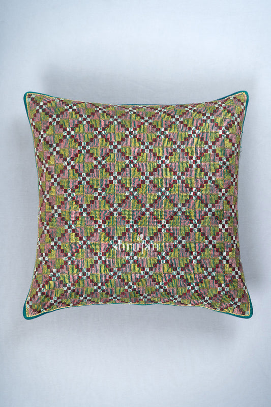 Cotton and Silk Jat Garasiya Cushion Cover