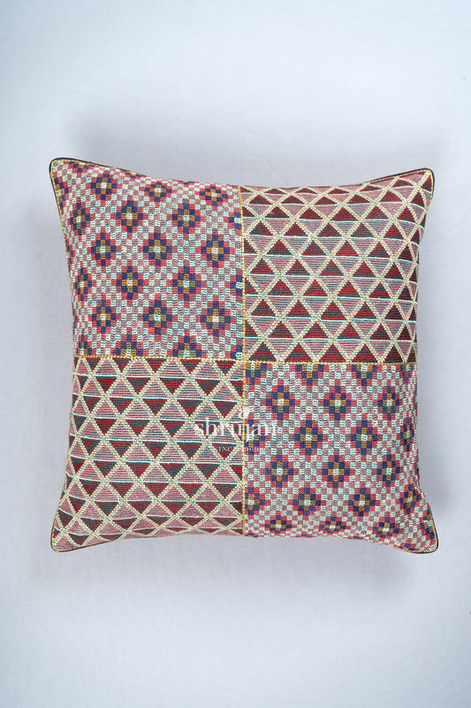 Cotton and Silk Jat Garasiya Hand Embroidered Cushion Cover