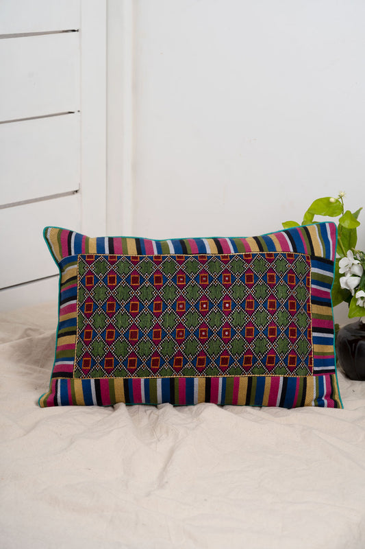 Jat Garasiya Hand Embroidered Cushion Cover, 18"/12"