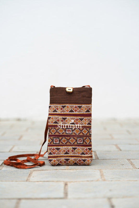 Silk Jat Garasiya Hand Embroidered Mobile Pouch