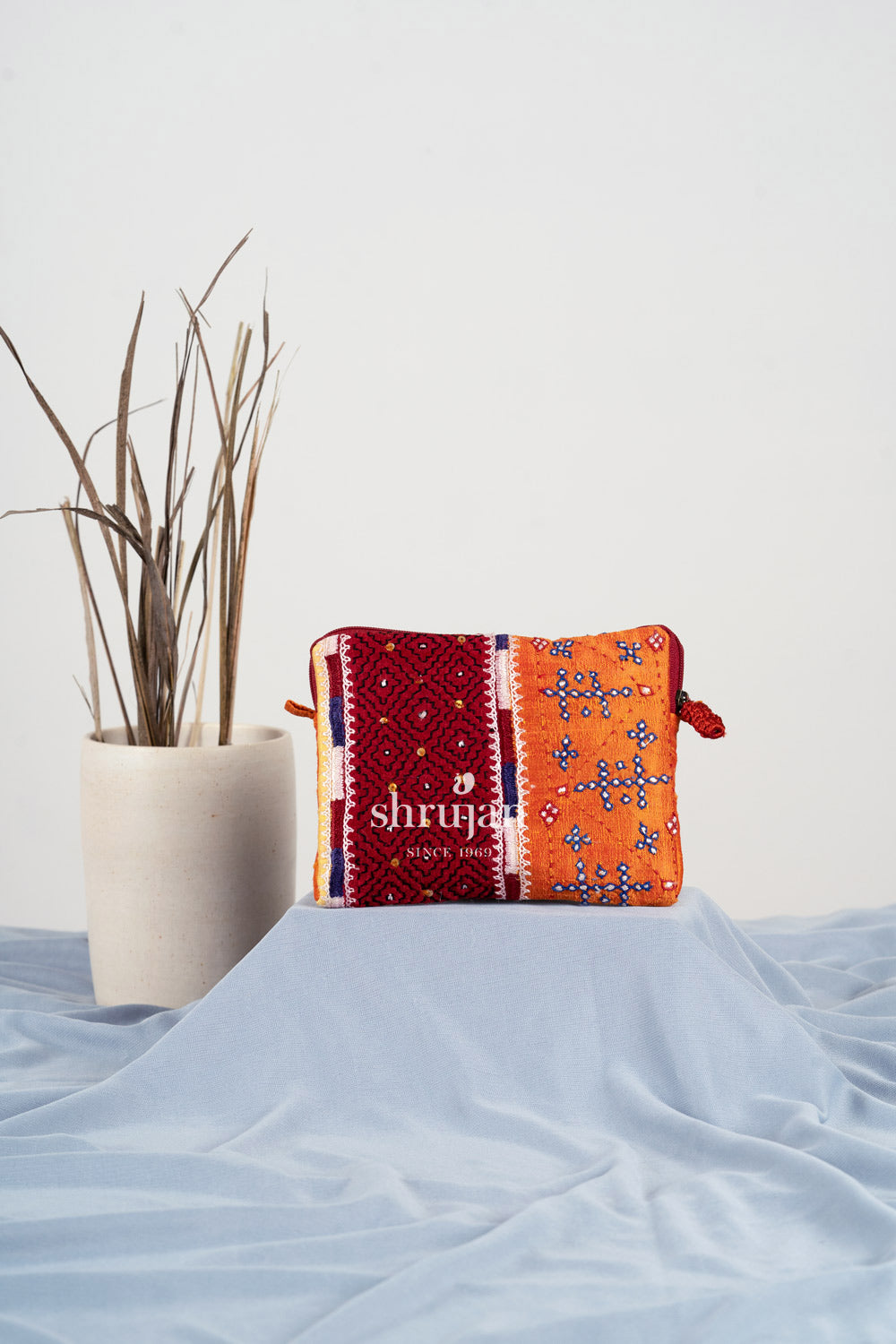 Silk Kambiro & Kuditebha  Hand Embroidered Clutch