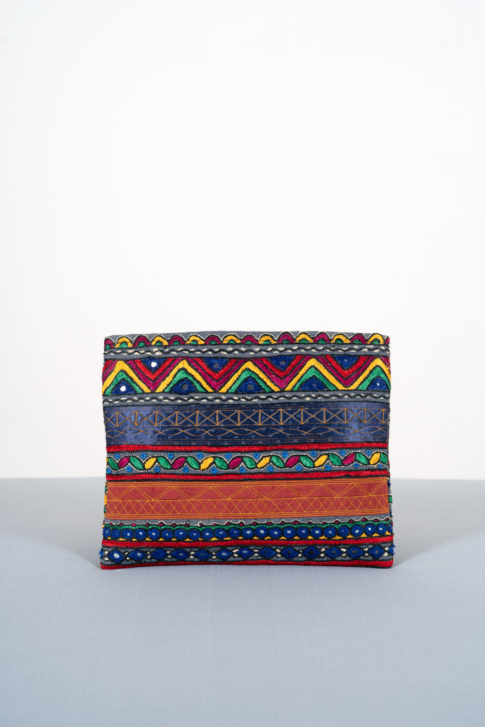Silk Ahir Hand Embroidered Clutch