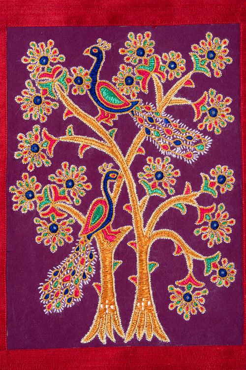 Hand Embroidered Wall Hanging - silk